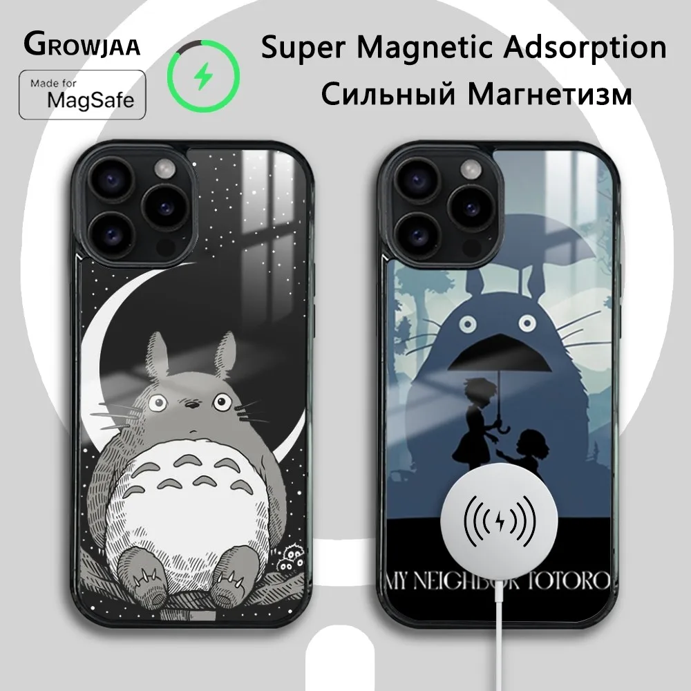 

Anime My N-Neighbor Totoros Phone Case For iPhone 16 15 14 13 12 11 Pro Max Plus Mini New Magsafe Mirror Wireless Magnetic Cover