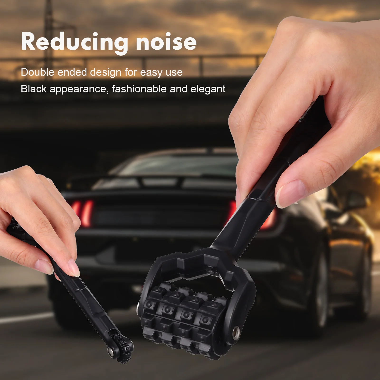 

s Black Double Headed Car Sound Deadening Roller Noise Reduction Wheel Accessories Automotive Tools Metal Roller for Vehicle