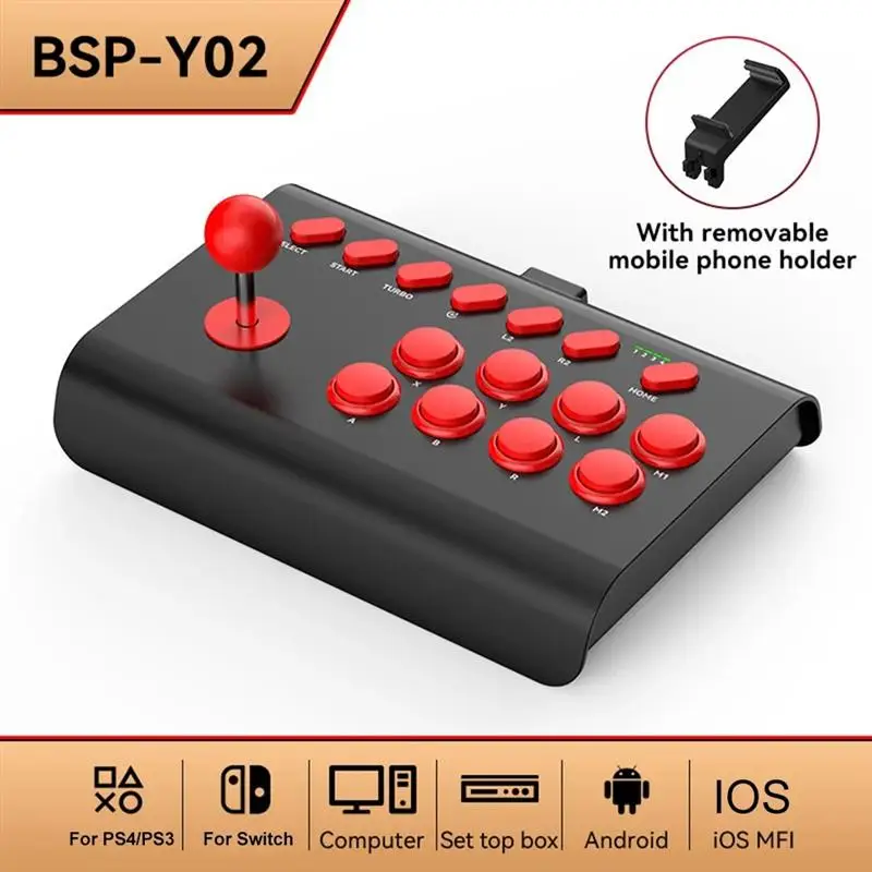 

6 In 1 Retro Arcade Console Game Joystick Rocker Wireless Bluetooth Wired Fighting Controller for Nintendo Switch PS4 PS3 PC