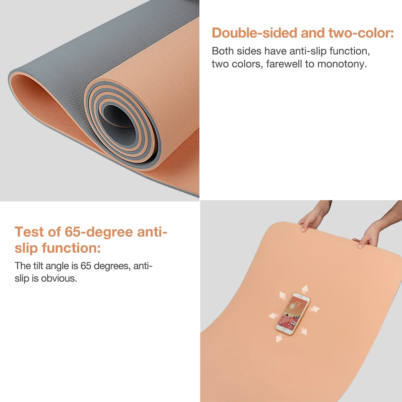 Non-slippery TPE yoga mat, thick two-color, high quality, for fitness, fitness, home, non-slip, 180x57cm