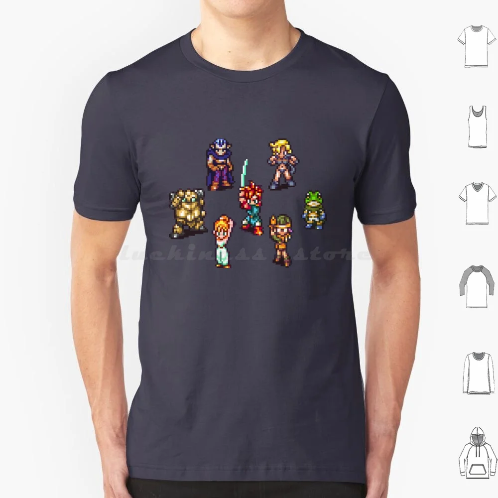 Heróis no tempo t camisa 6xl algodão legal t crono gatilho crono sapo glen marle lucca magus robo quadrado rpg final fantasia snes
