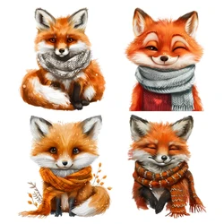 Cute red little fox with scarf Fashion kid DTF heat transfer hot press patch Vinyl Stickers Iron on for jacket T-shirt decorate