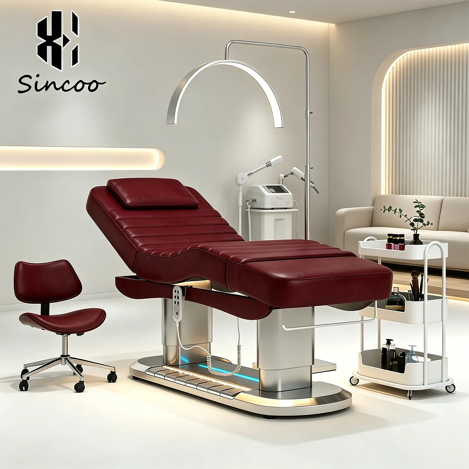

High Quality Modern Massage Facial Treatment Table 4 Motors Cosmetic Salon Electric Heating Beauty Lash Spa Bed