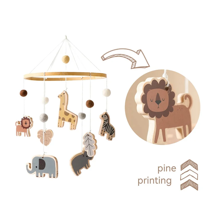 

B05C-Манекен для кроватки — Мобиль с изображением животных джунглей — Детский мобильный телефон для девочки или мальчика, гендерно-нейтральный мобильный телефон ручной работы, легко в использовании