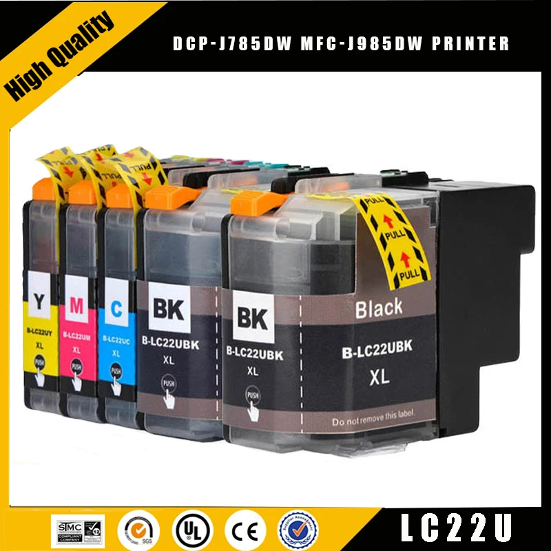 einkshop 5/4PCS For LC22UXL 22UXL LC22U Full Ink Cartridge BK/C/M/Y Compatible For Brother DCP-J785DW MFC-J985DW Printer