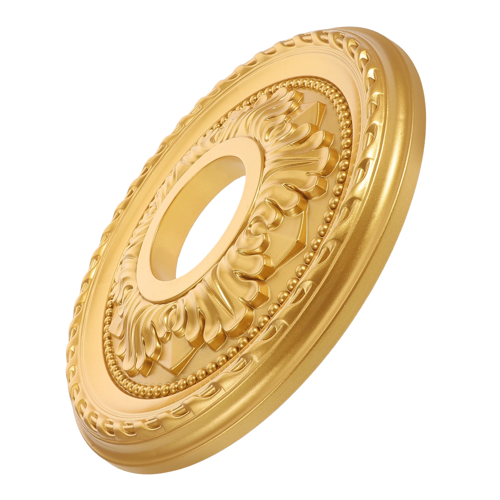 Goldene Runde Deckenrosette Stahlverstärkte PU-Dekorative Deckenplatte Einfache Installation Heim Schlafzimmer Wohnzimmer Beleuchtung
