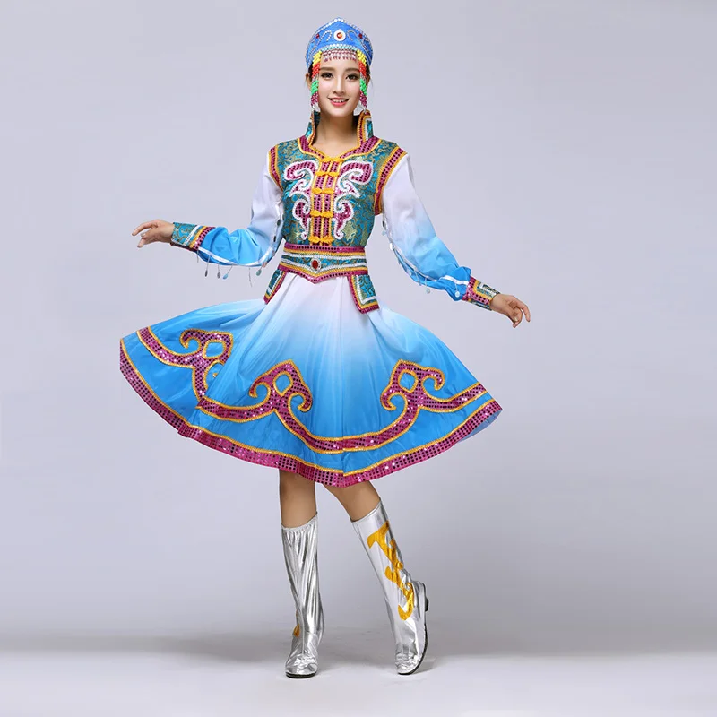 Mongolian Show Clothing Woman nation Ethnic Minority Square Dance Performance Dance Serve Adult Stage Dress Will Pendulum Skirt