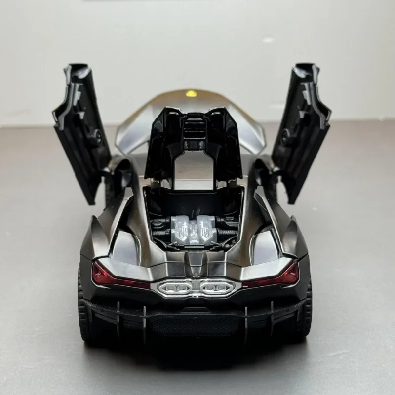 Diecast 1:32 Lamborghini Aventador SVJ Alloy Car Model Sound Light Collective Miniature Voiture Metal Toy Vehicles Boy Gift Toy