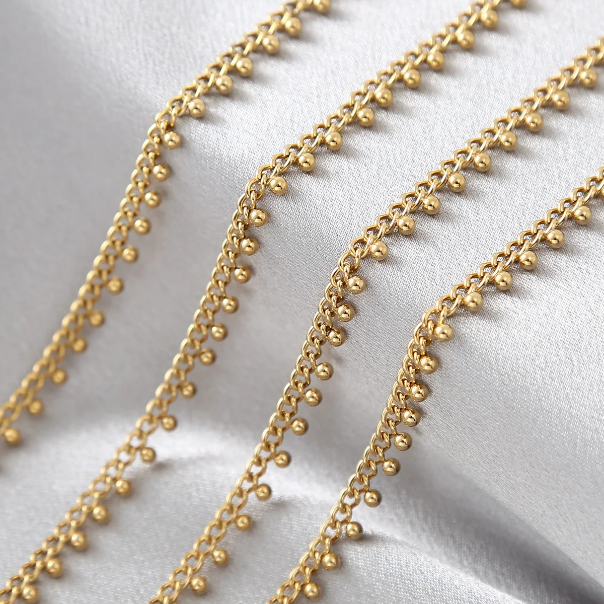 Beaded Anklet Chain - 1Meter Stainless Steel Curb Link Chains