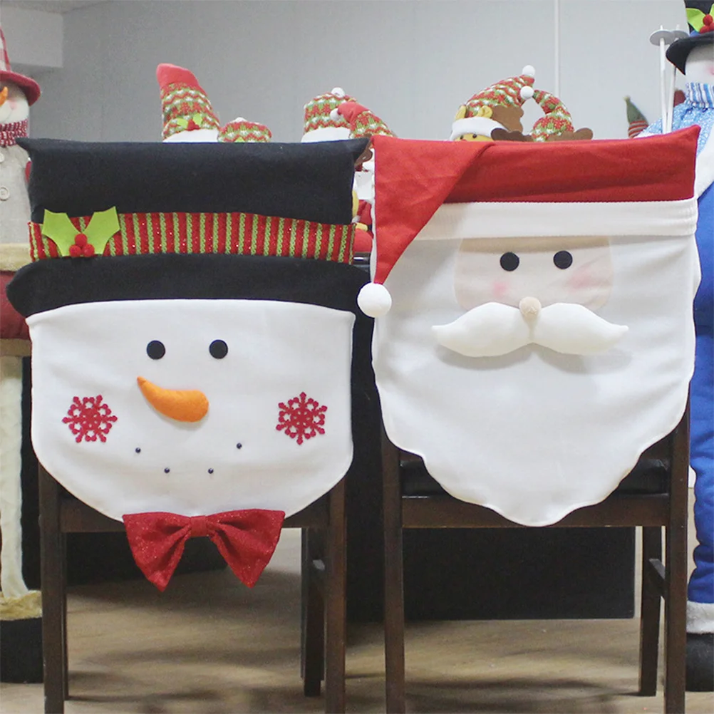 

Snowman Chair Christmas Seat Back Case For Dining Room Kitchen Chairs Holiday Party Decoration Cover Home Festive Event