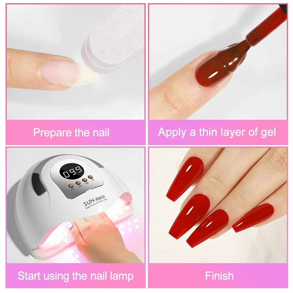 UV Gel Nail Lamp 380W LED Nail Light Fast Dryer for Gel Polish Curing with 4 Timers Portable Handle Large Space Automatic Sensor