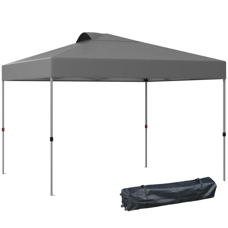 

10' x 10' Pop Up Canopy Tent Instant Sun Shelter with 3Level Adjustable Height Top Vents and Wheeled Carry Bag for Outdoor Gar
