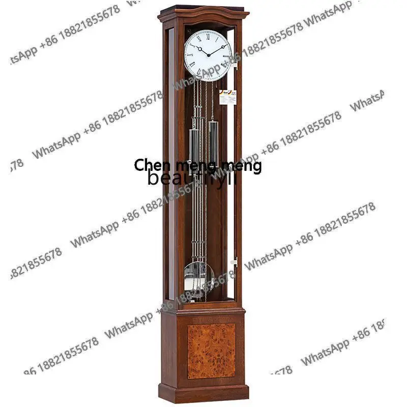 

Living room mechanical floor clock European simple retro solid wood, movement vertical desktop floor clock H