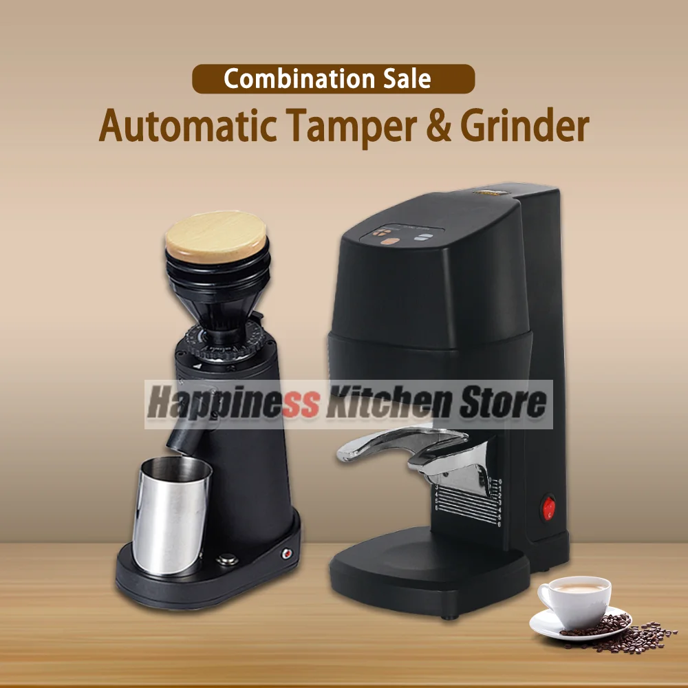 58mm Commercial Coffee Tamper Electric Coffee Mill Auto Coffee Grinder 40mm Titanium Conical Burr Coffee Tools Black/White