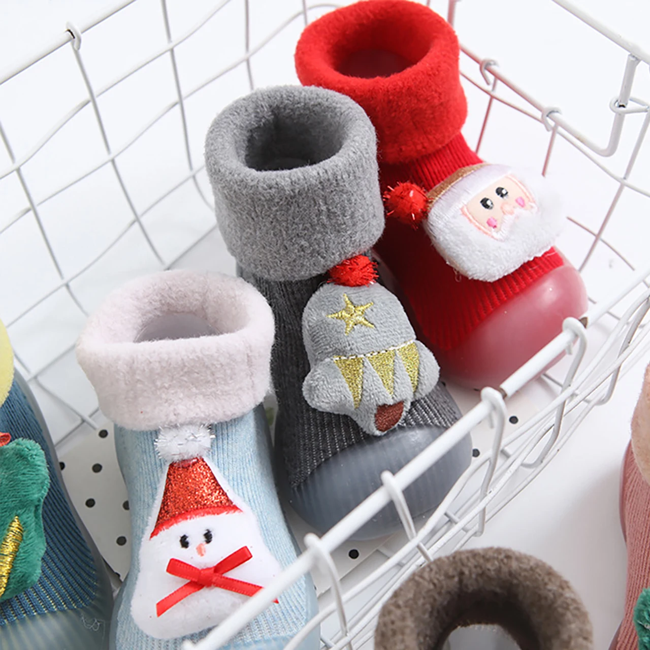 عيد الميلاد الجوارب الشتاء الطفل أفخم الأحذية مقاوم للماء عدم الانزلاق أحذية الرضع لطيف ثلج الأيائل المخملية سرير حذاء الوليد الأولى مشوا