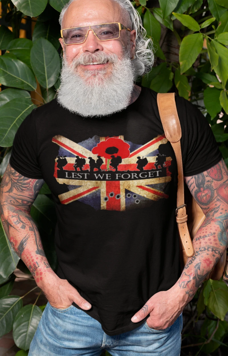 Rememberance Day Poppy Lest We Forget We Will Remember Soldier T-Shirt. Summer Cotton Short Sleeve O-Neck Mens T Shirt New S-3XL