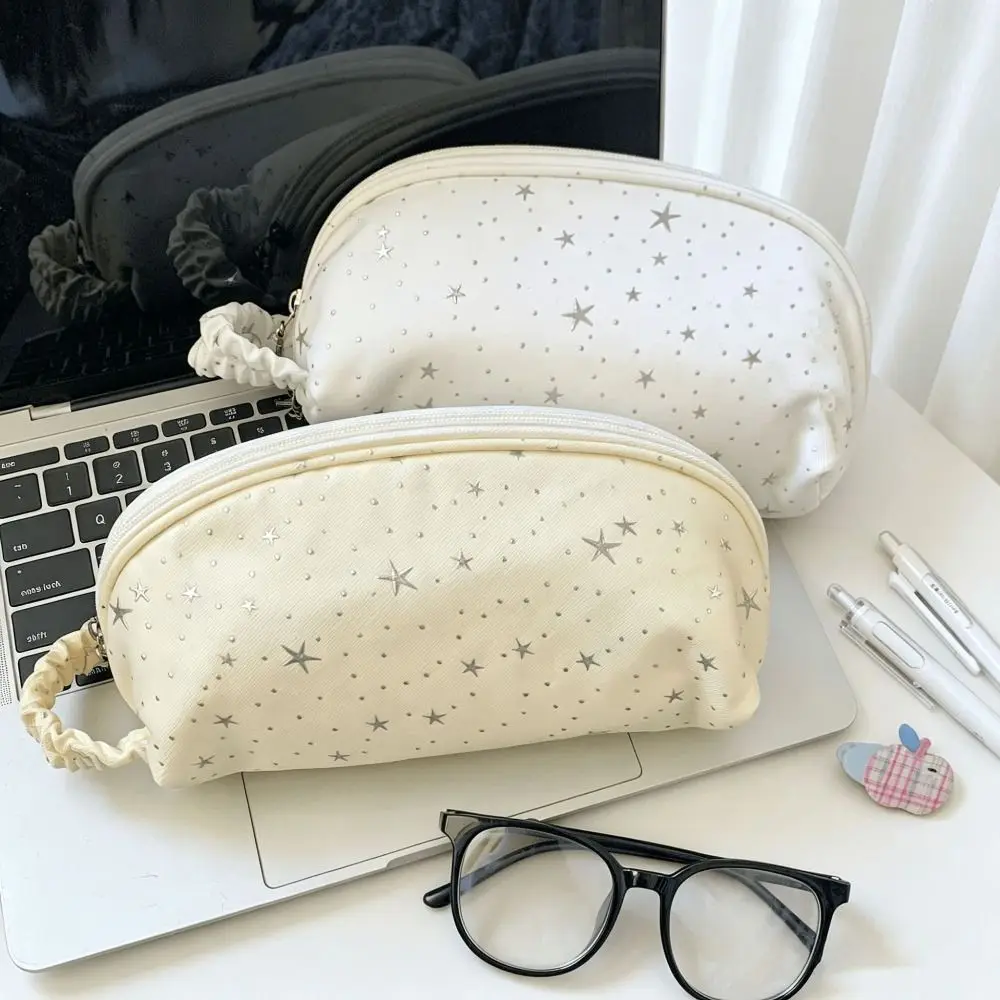 Simple Star Polka Dot Pencil Case Shell-Shape Large Capacity Pencil Pouch Multi-layer Pen Bag Students