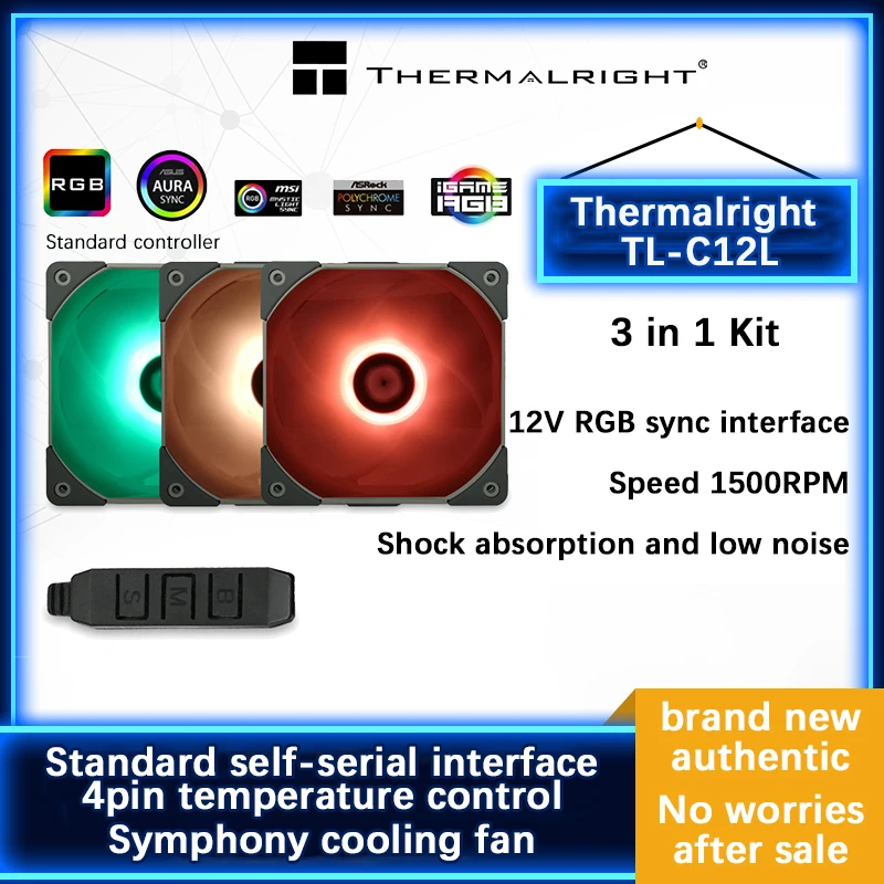 

Thermalright TL-C12L 3-Pack 120mm Computer case Cooling fan RGB 12V /4Pin PWM silence CPU Cooler Radiator cooling Fan