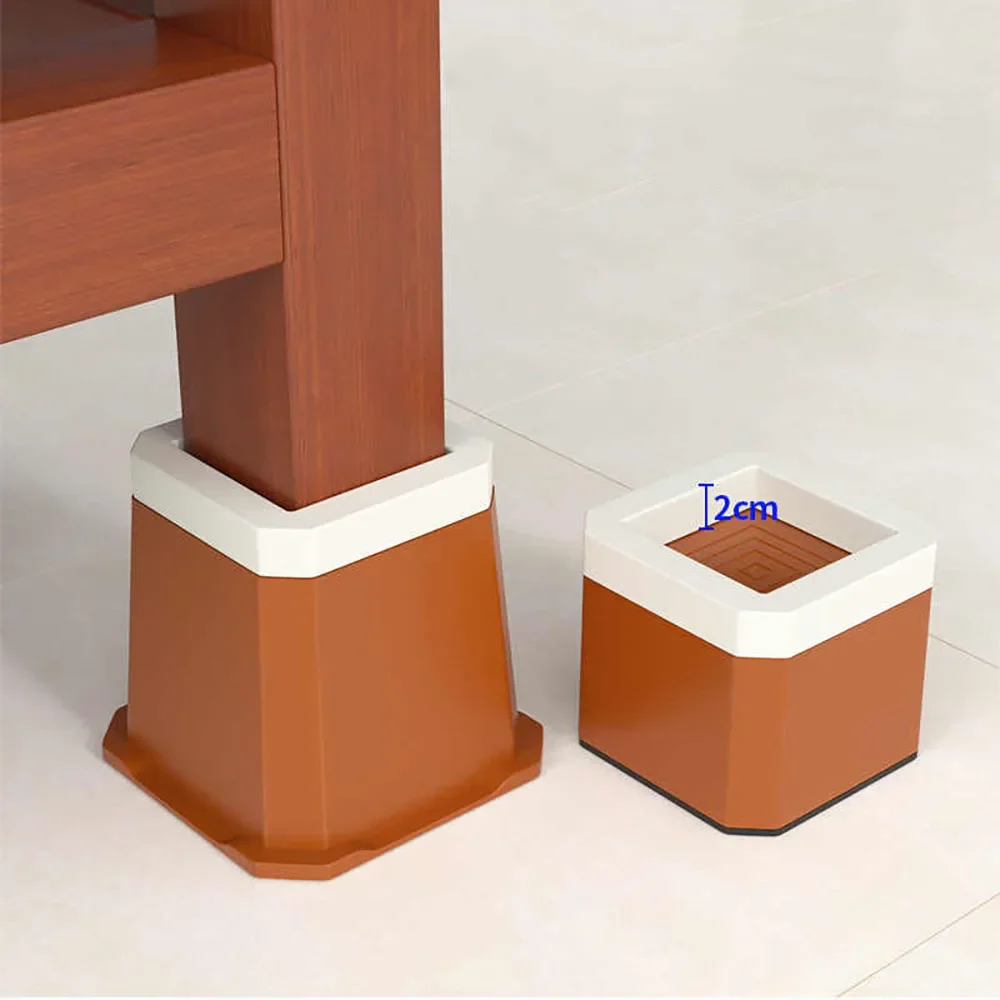 4Pcs Plastic Height Increasing Foot Pads Sofas Tables Furniture Height Enhancers Table Legs Shock-Absorbing Pads Square Pads