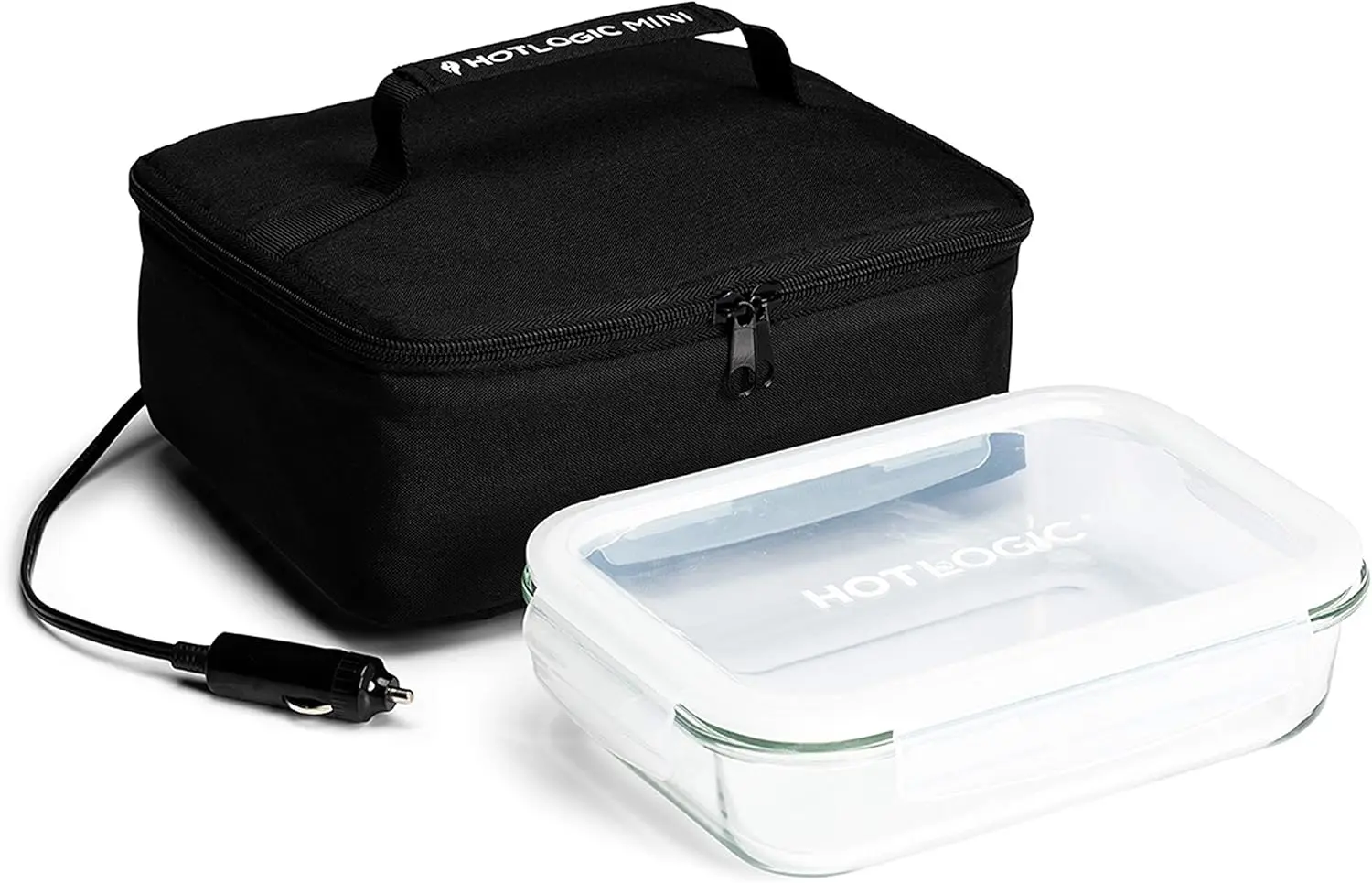 

Mini Portable Electric Lunch Box with Glass Container - Food Warmer for Adults - 12V, Black