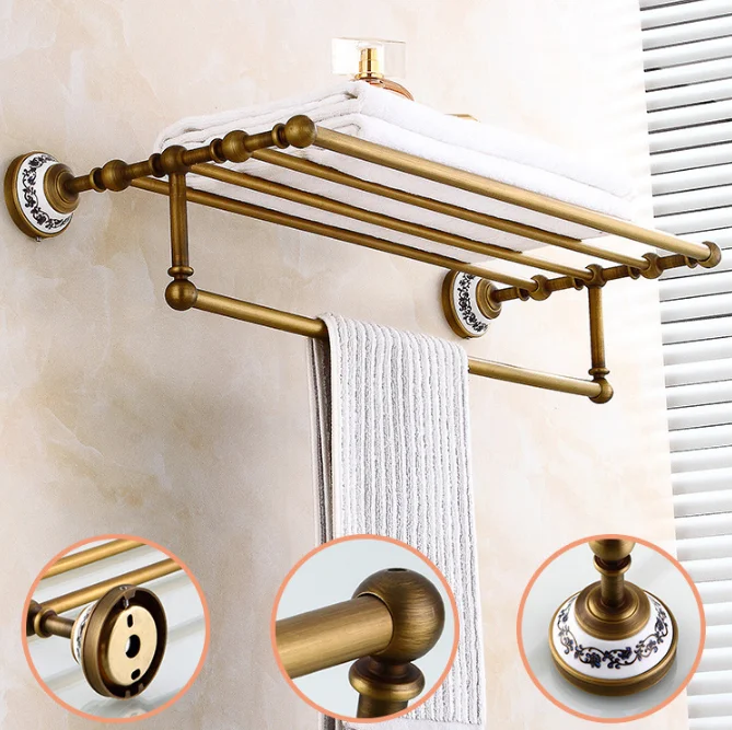 Brass Ceramic Shower Towel Rack