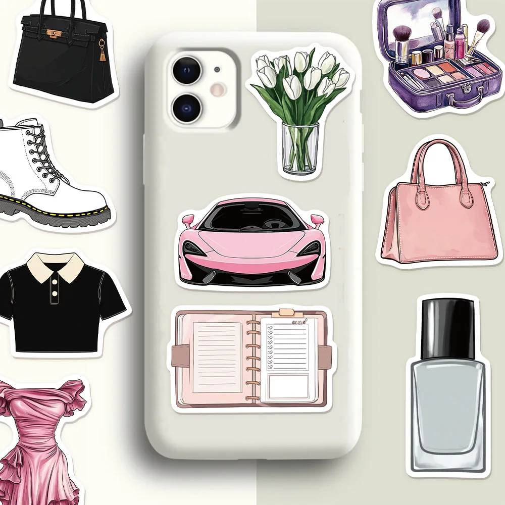 50 pièces série thème vie autocollants créatifs bricolage bagages cahier tasse d'eau étiquette autocollants