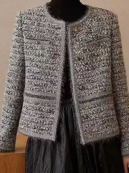 

Ele ort Coat Women's Heavy Weave Tweed Jaet Autumn Winter New Sle Slimming Top Quali Luxury Faion Commute Sle