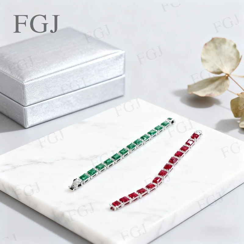 

Теннисный браслет, выращенный в лаборатории Рубин Колумби, стерлинговое серебро 925, теннисный браслет в стиле хип-хоп, ювелирные изделия для свадебной вечеринки, подарки для женщин и мужчин