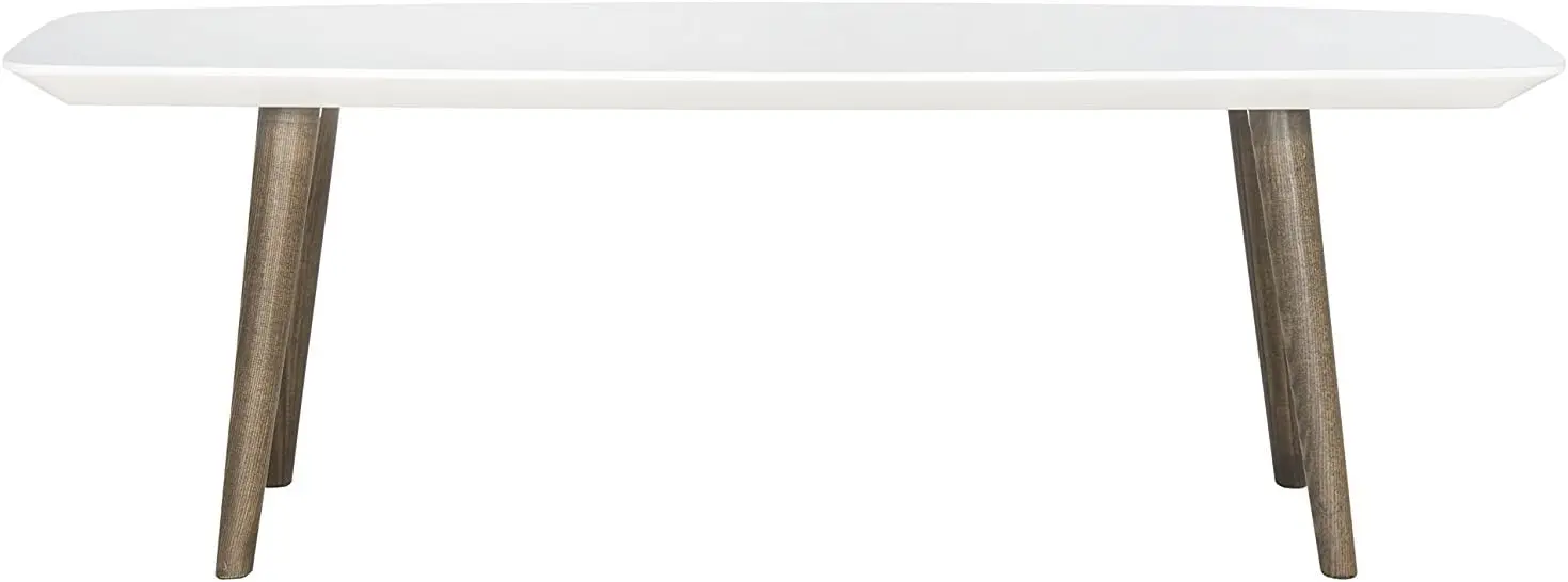 Home Collection Mesa de centro moderna de mediados de siglo Josiah, color blanco y marrón oscuro