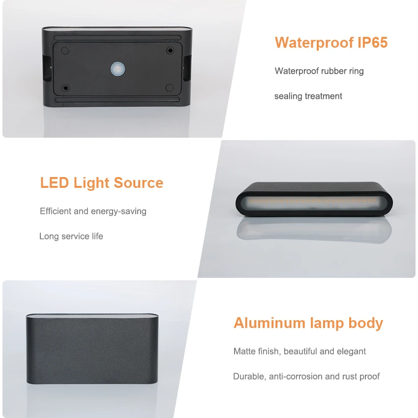 6 واط/12 واط IP65 إضاءة LED مقاومة للماء الجدار الخفيفة، الألومنيوم الحديث حتى أسفل الإضاءة للخارجية والداخلية، حديقة فناء ديكورات منزلية