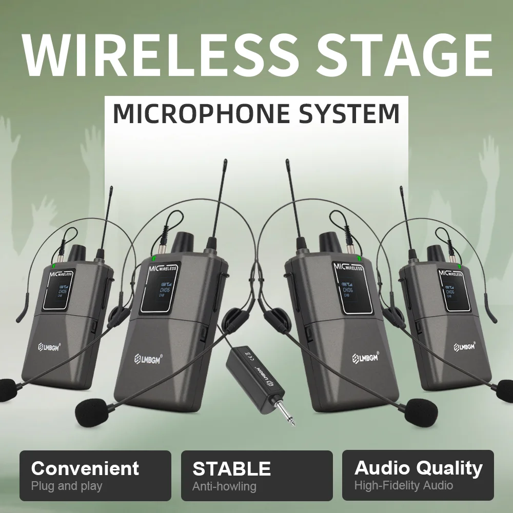 LMBGM W2 Wireless Headset Microphone Kit with USB-C Charging Receiver, Ideal for Public Speaking and Online Classes