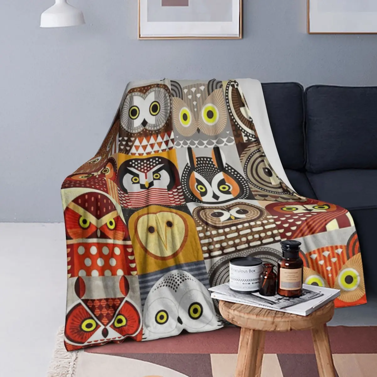 

North American Owls Blanket Soft Warm Flannel Throw Blanket Plush for Bed Living room Picnic Travel Home Sofa