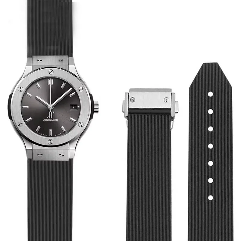 ل Hublot أنثى النساء المطاط حزام الكوارتز الانصهار ساعة سيليكون اكسسوارات الفرقة المعصم الفرقة 18 مللي متر مشبك ساعة 20X13mm