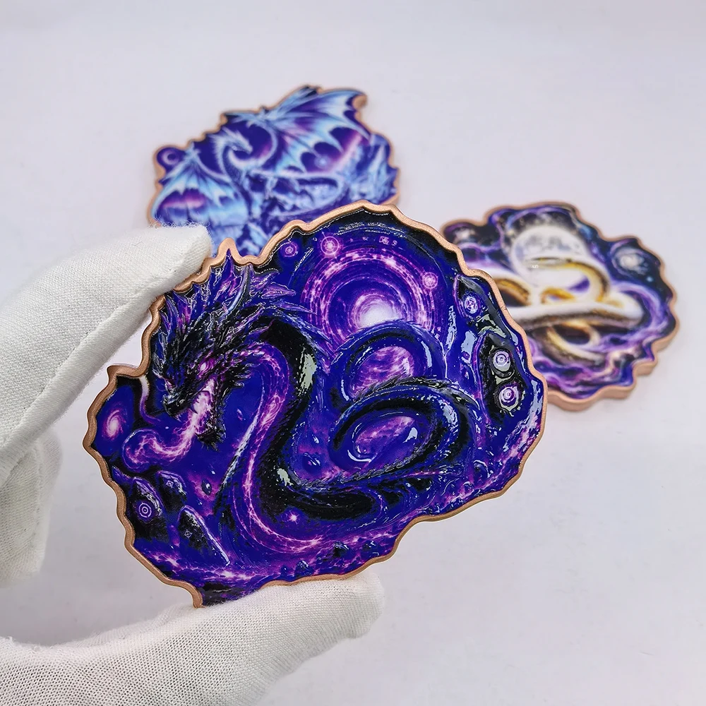 3 Designs 5 OZ .999 Fine Copper Myth Creature Fantasy Dragon & Snake Commemorative Coin Irregular Shape Collectible Gift