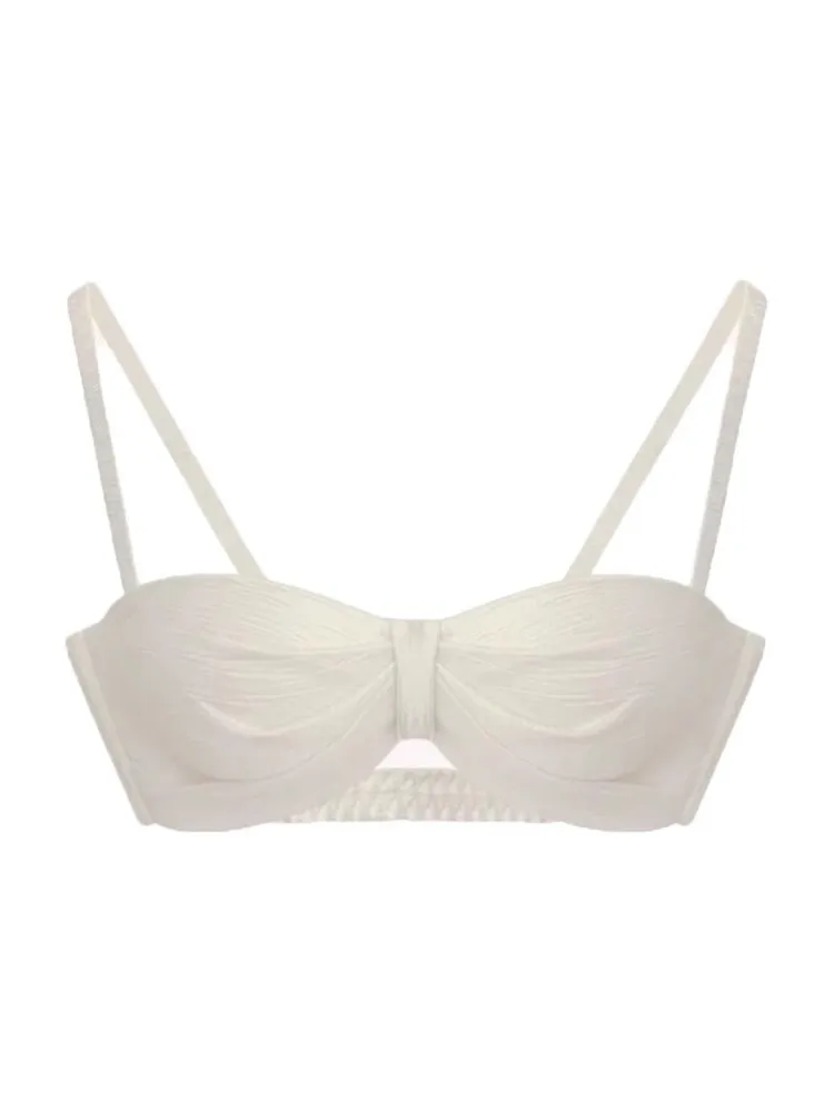 

French Pleated Bralette - Pearlescent Strapless Bra Wire Enhancer Petite Chest Anti-Slip Silky Lingerie Summer Essential