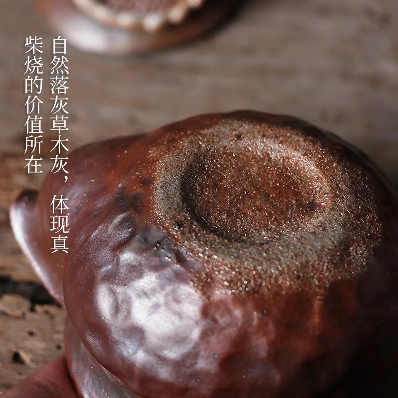 Three Times Japanese Style Insect Infested, Pure Handmade, Rock Mineral, Wood Fired, Rough Pottery, Hand-Held Teapot,
