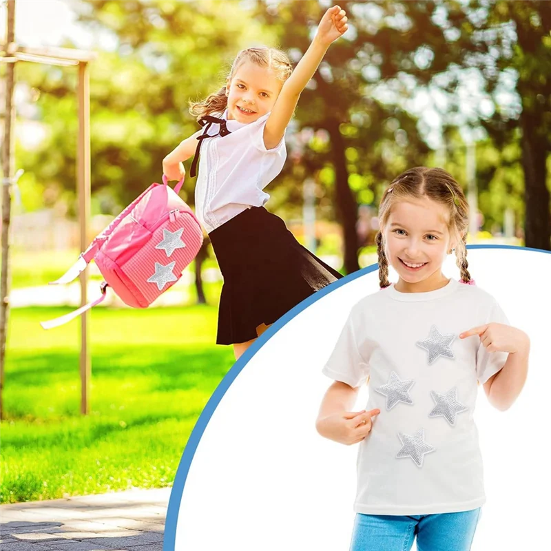 A59E-50 قطعة ستار الترتر خياطة الحديد على زين ستار المطرزة بقع شكل نجمة رقعة إصلاح DIY بها بنفسك