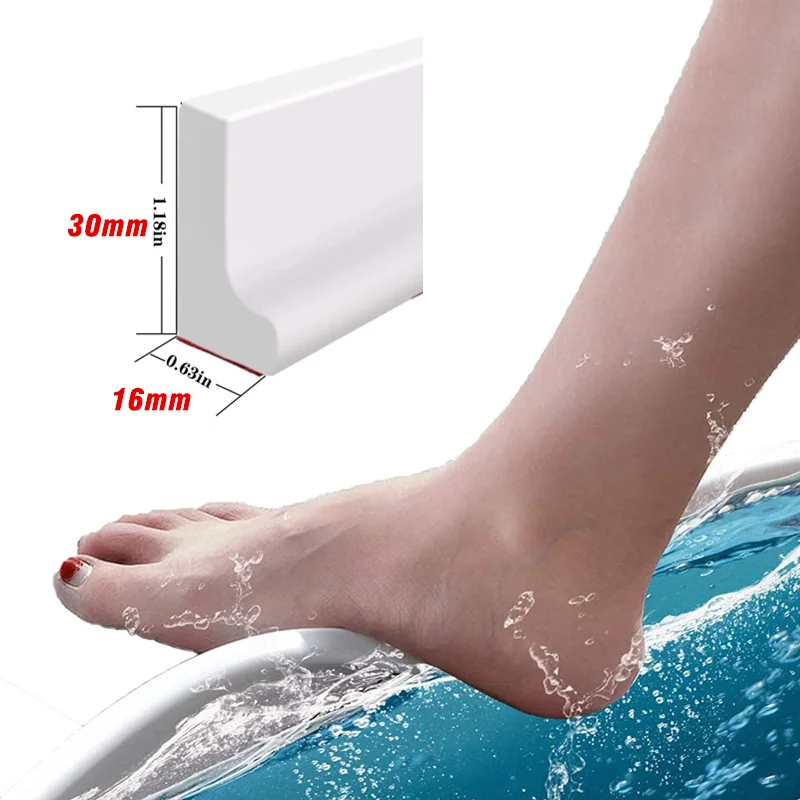 Water Stopper Countertop Water Retaining Strip Bendable Bathroom Washing Machine Threshold Water Shower Dam Barrier Kitchen