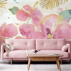 custom papel de parede 3D Nordic graffiti pink flowers wallpapers for living room bedroom background art 3D mural wall covering