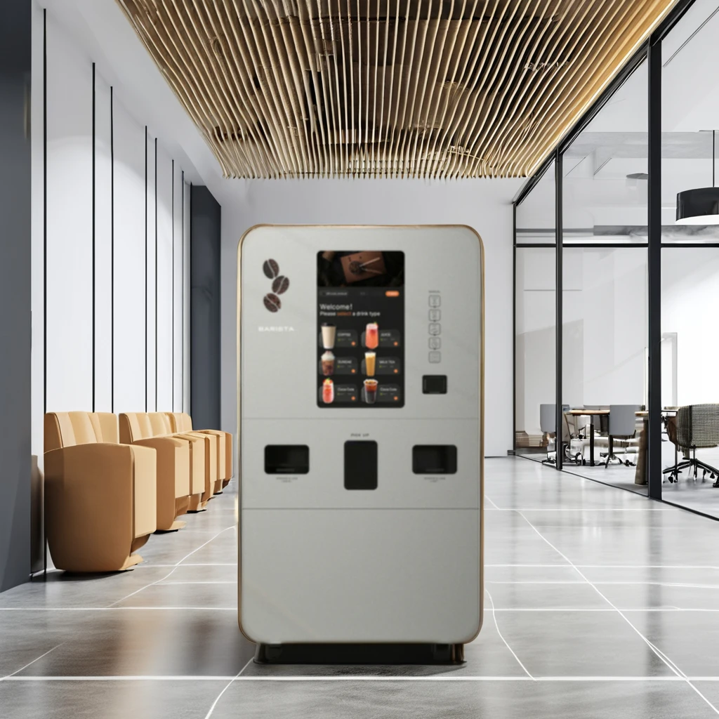 Distributore automatico di caffè per bevande con cartello LED mobile completamente automatico con macchina per il ghiaccio per bevande e caffè Portatile e conveniente