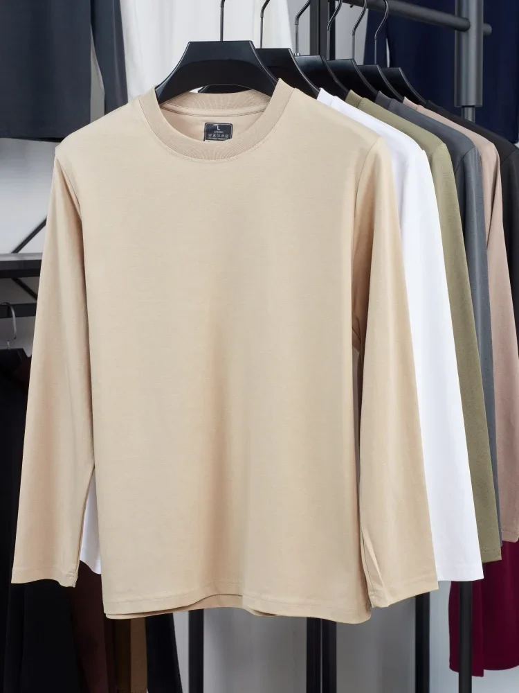 

High end autumn new long sleeved casual comfortable round neck top exquisite solid color best-selling long sleeved T-shirt