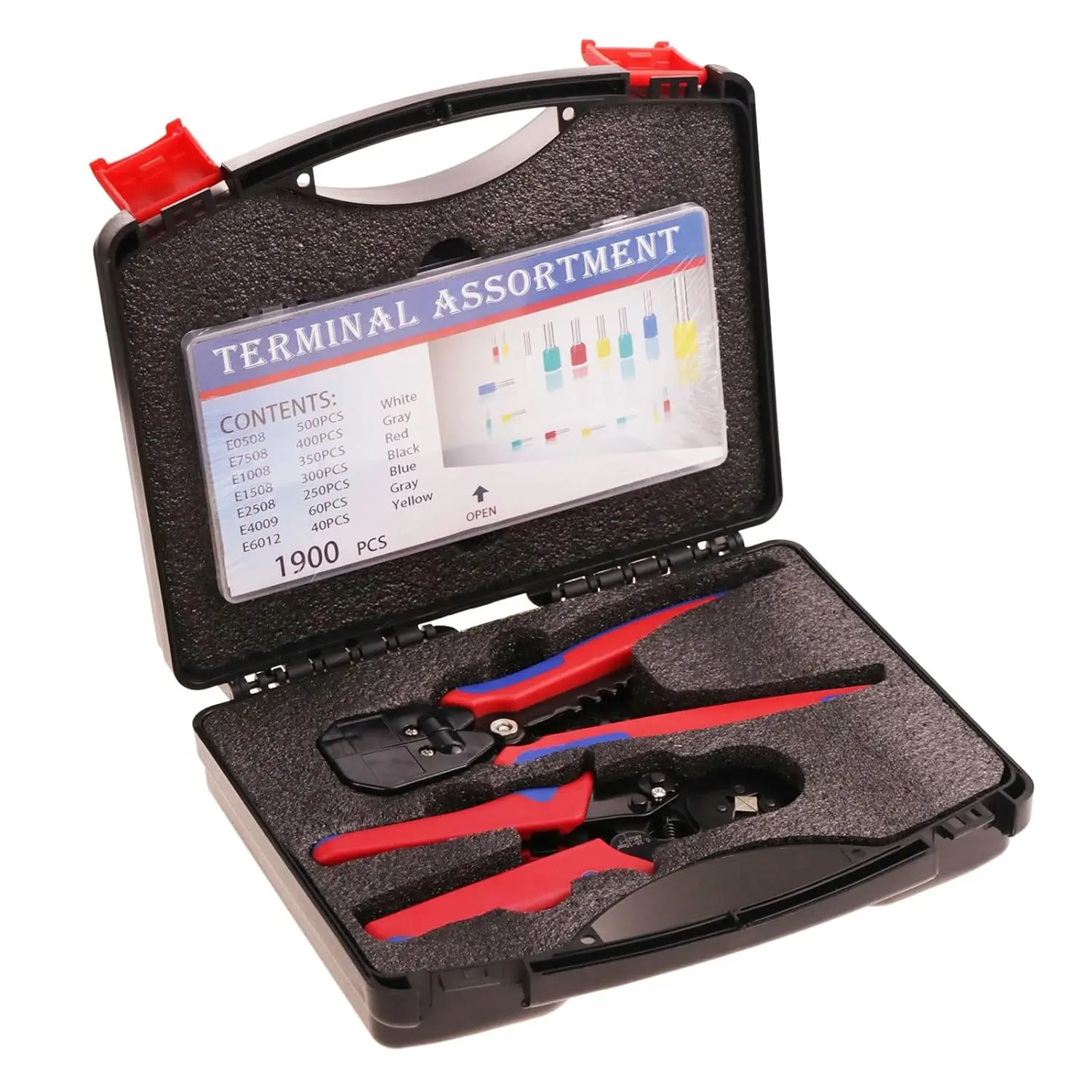 

Набор инструментов для обжима и зачистки проводов с функцией саморегулировки, включая 1900 клемм для проводов AWG 23-7 и AWG 10-24