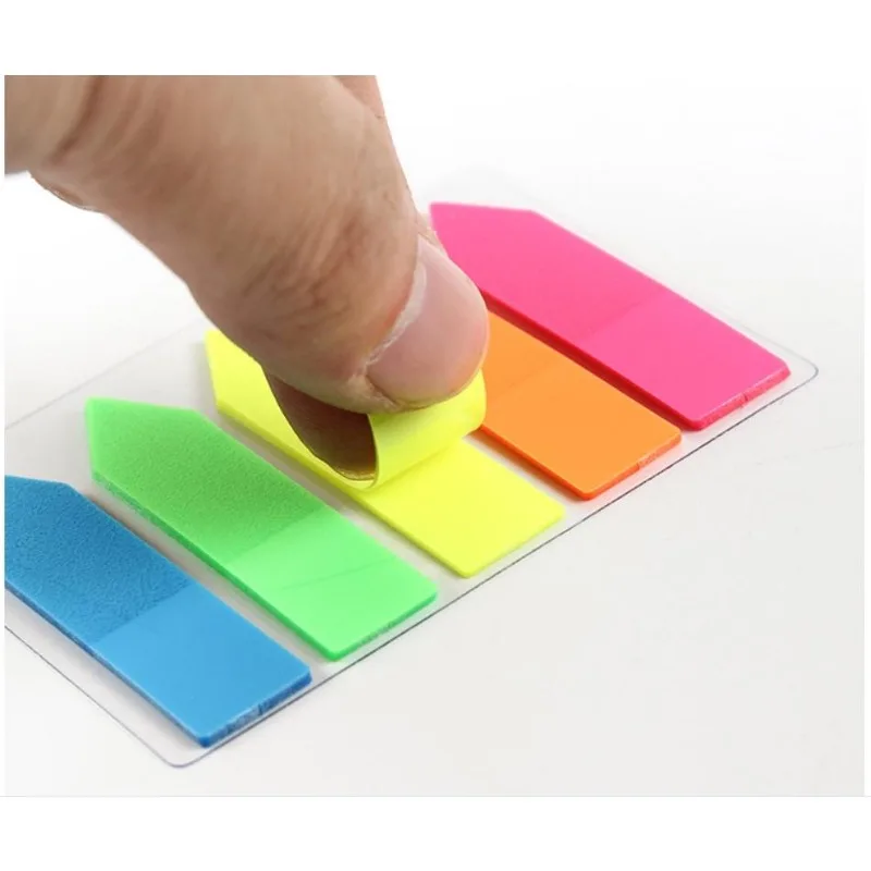 2-1Sets Candy Color Transparent Sticky Notes Memo Pad Notes Index Self -Adhesive Tabs Sticker Stationery School Office Supplies