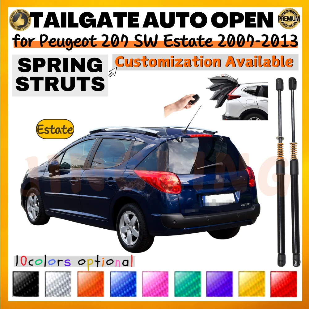 

Qty(2) Стойки багажника с пружиной для Peugeot 207 SW Estate 2007-2013, поддержка подъема багажника задней двери, амортизаторы, демпферы
