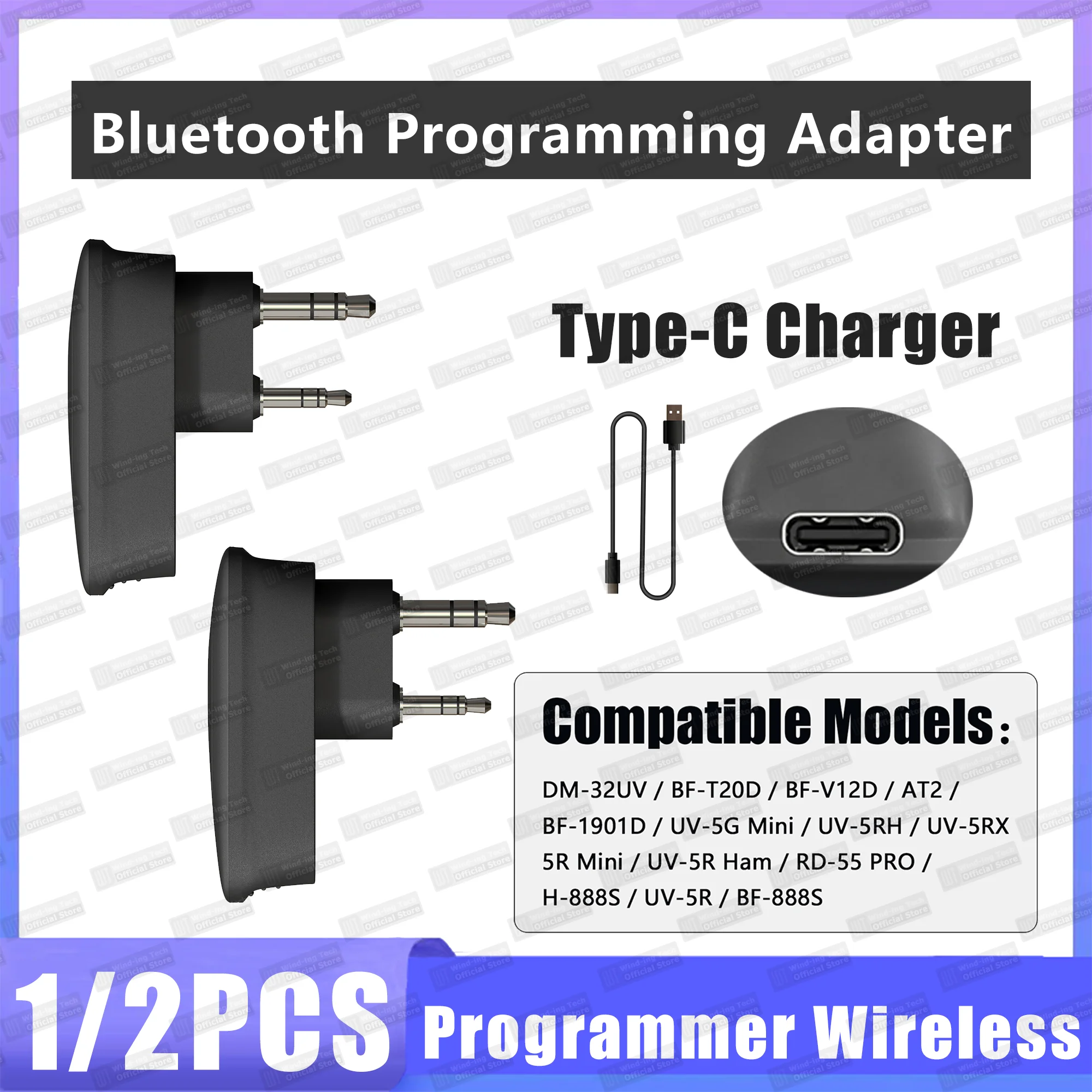 

1/2 шт. Baofeng Bluetooth-адаптер для программирования телефона, программа приложения для BF-T20D BD-V12A UV-5R UV-82 5R MINI UV-32, аксессуары для радио