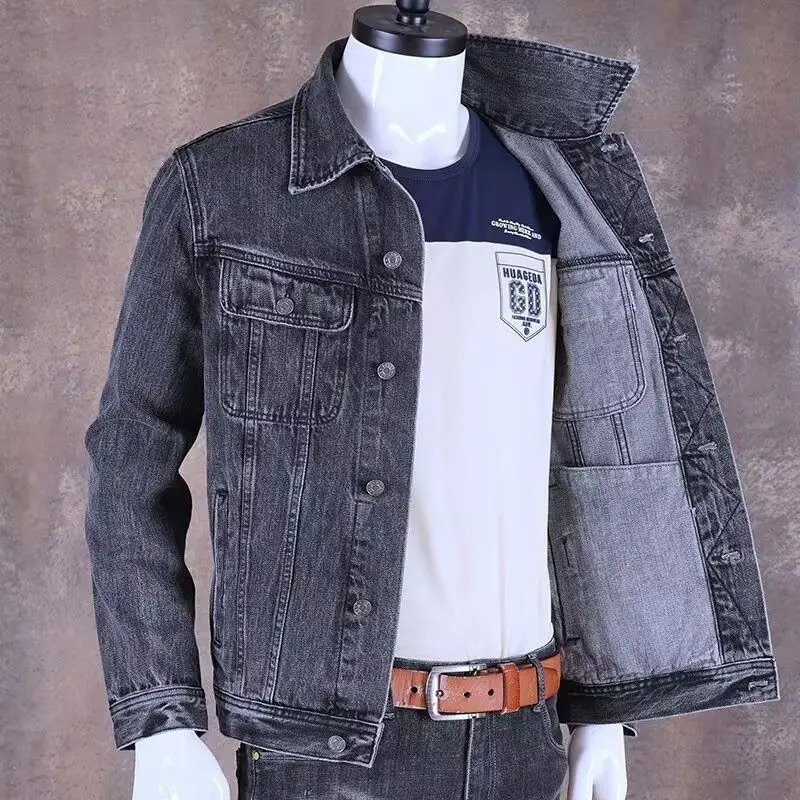 Autumn and Winter 2026 Retro Denim Jacket Men's Korean Slim Trend Handsome Multi-pocket Brand Man Luxury Tooling Jacket Men