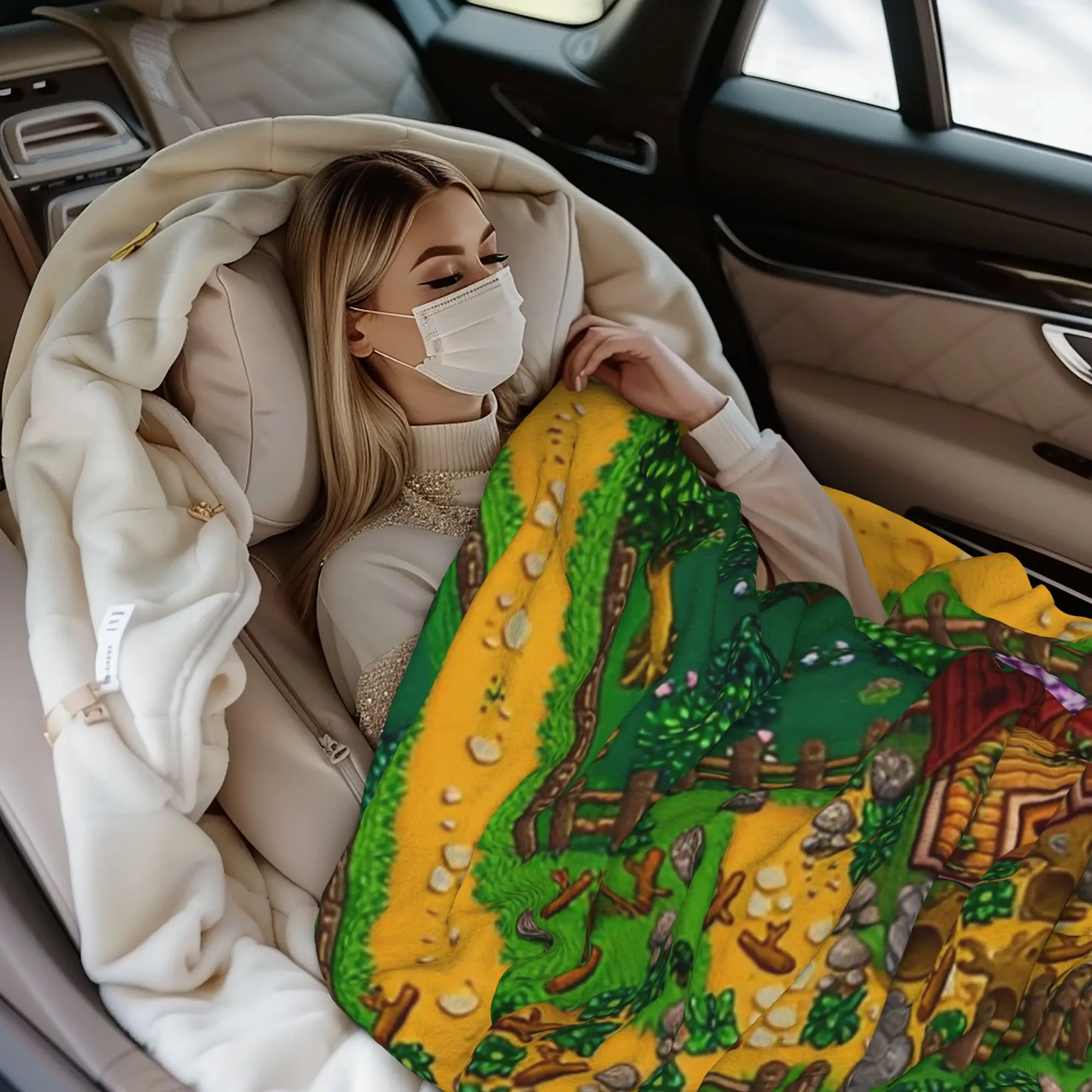 Stardew Valley Map Spring Blanket Farming Game Fuzzy Funny Warm Throw Blanket for Bedding Lounge Spring Autumn Travel