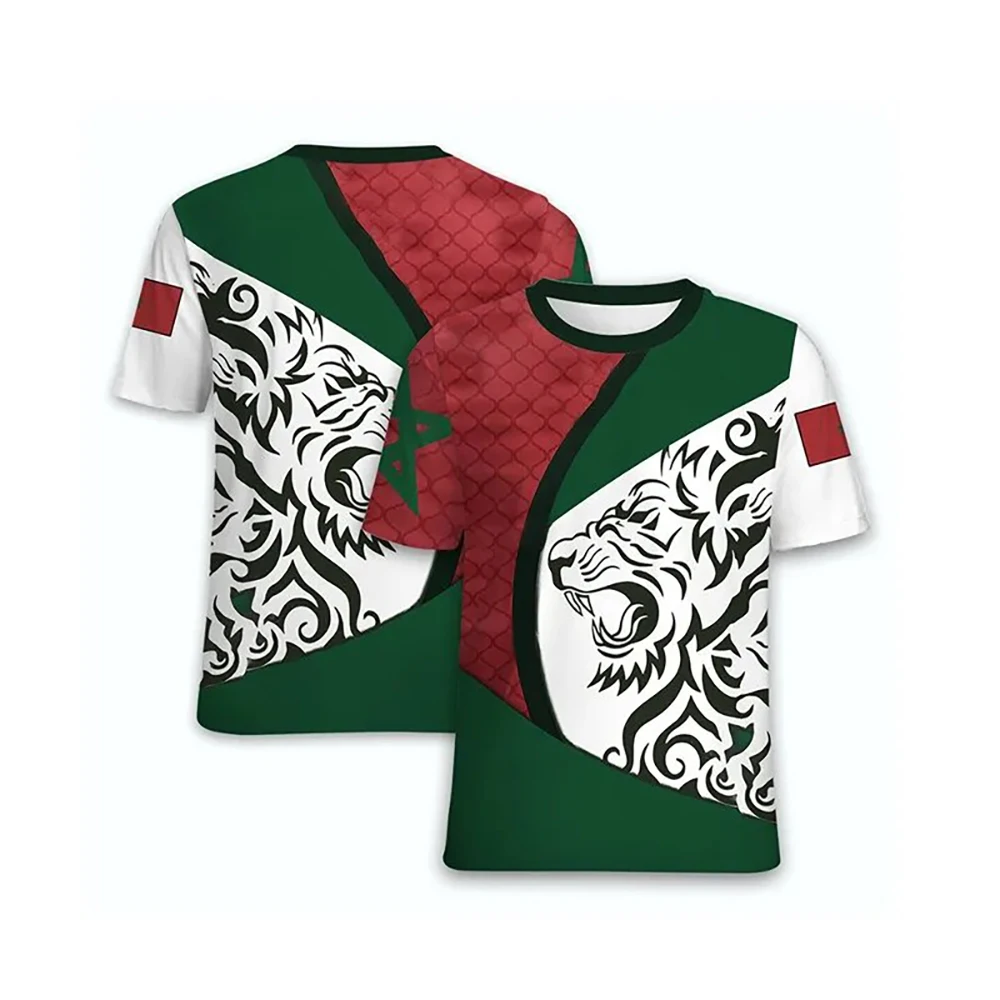 Morocco Flag National Emblem 3D Printed T-Shirts Men Women Casual Fashion Oversized Short Sleeve T Shirt Male Tees Tops Clothing