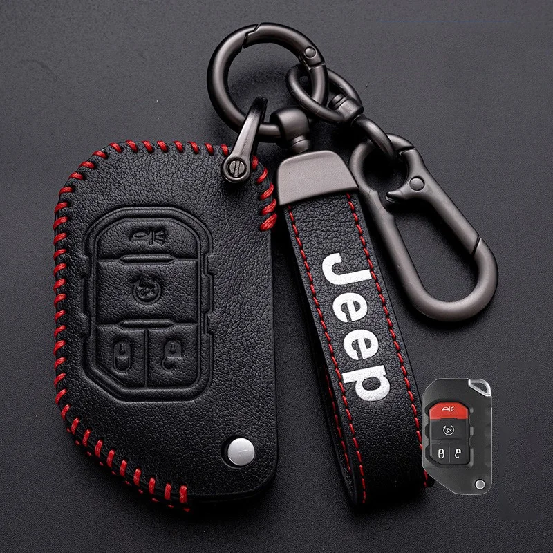 Leather 2 3 4 Buttons Car Flip Remote Key Case for JEEP Wrangler 2018 2019 2020 2021 Wrangler JL Rubicon Gladiator JT Sahara JLU