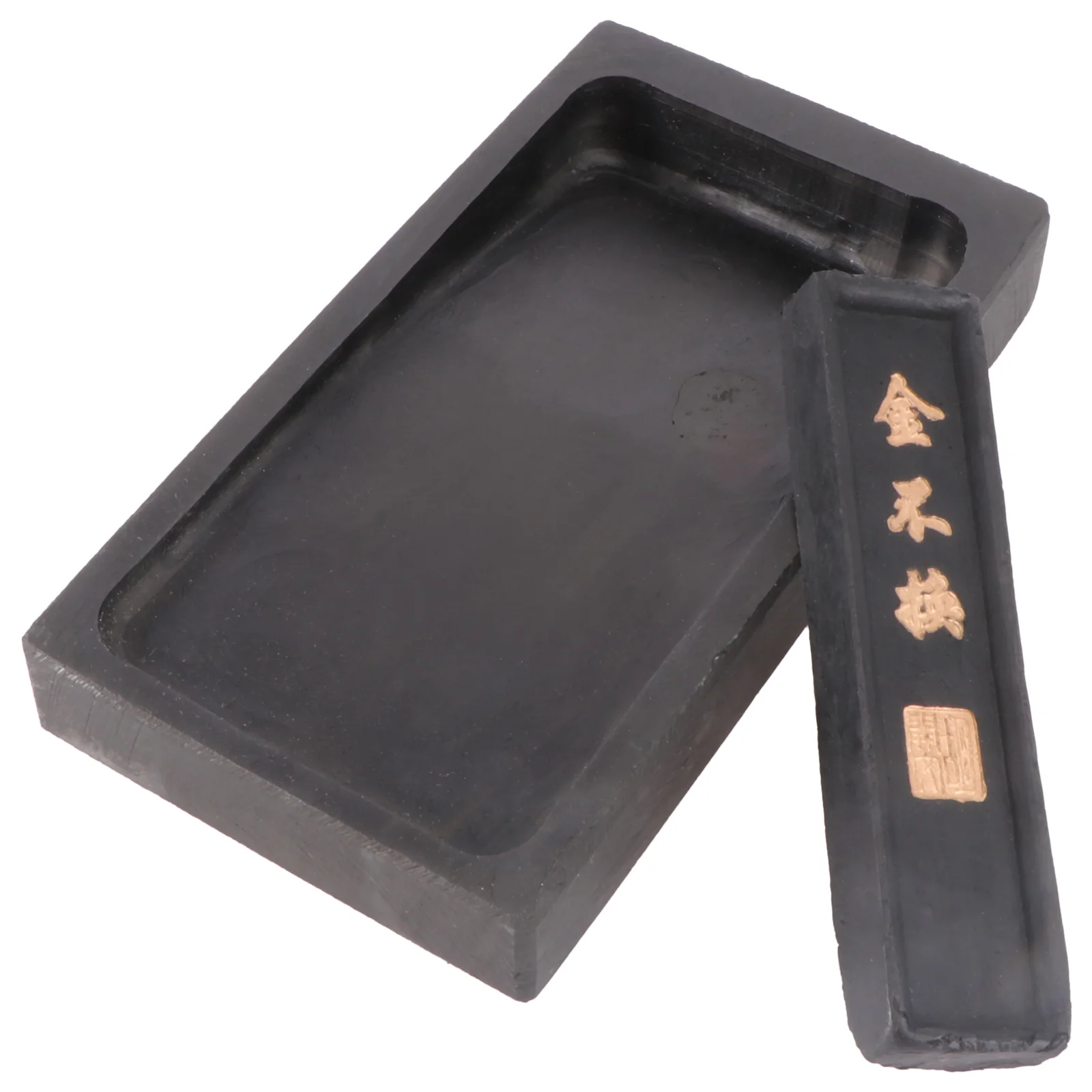 2Pcs 5 Inch Premium Durable Inkstone Chinese Taditional Ink Stones with Ink Stick for Chinese Calligraphy and Painting